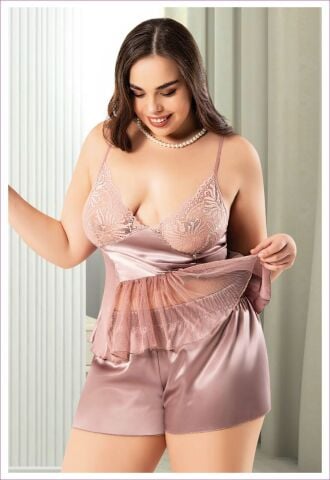 Miss Laris 4246 Battal Beden Bayan Saten Gecelik