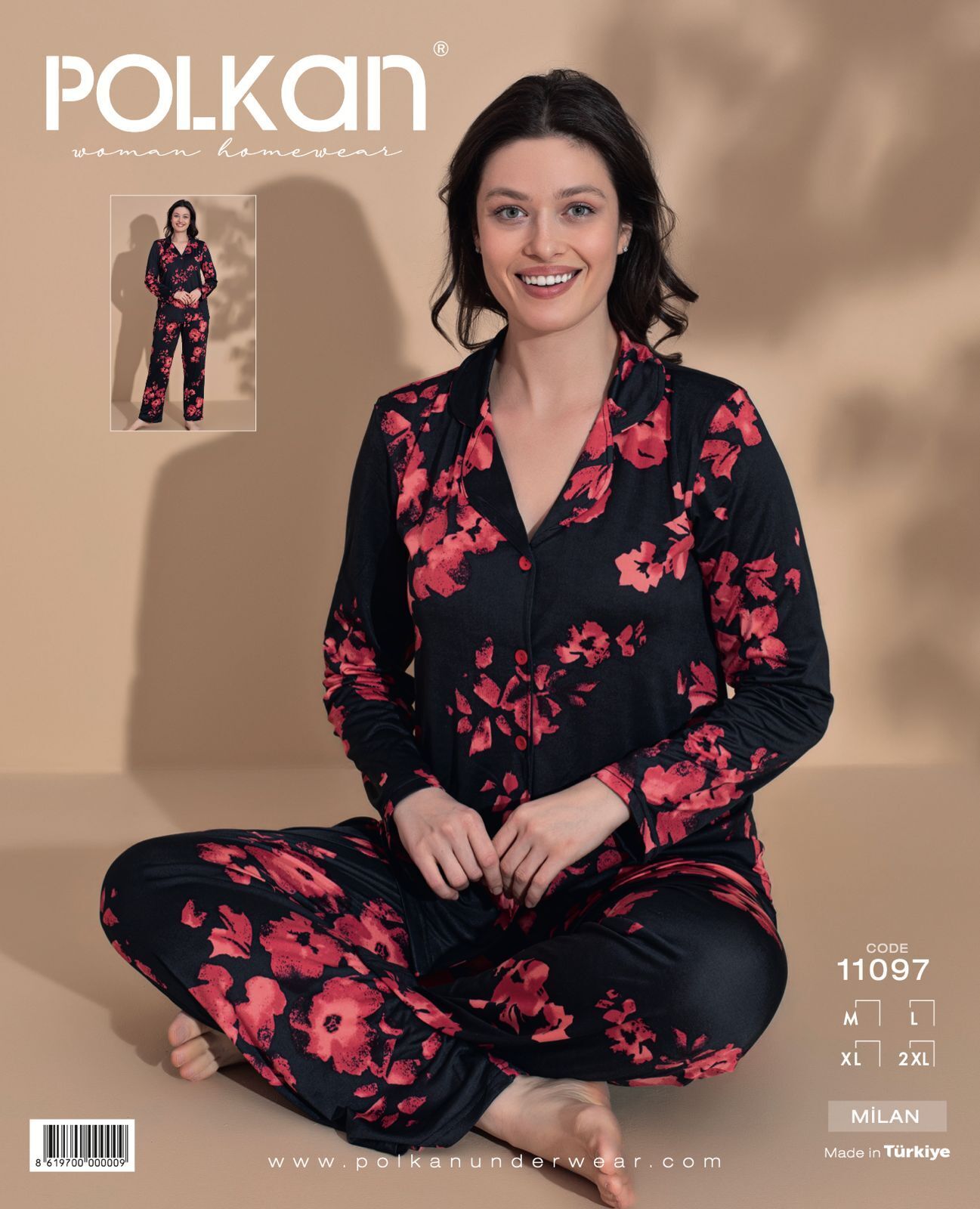 Polkan 11097 Bayan Uzun Kollu Milan Pijama Takım 4'lü