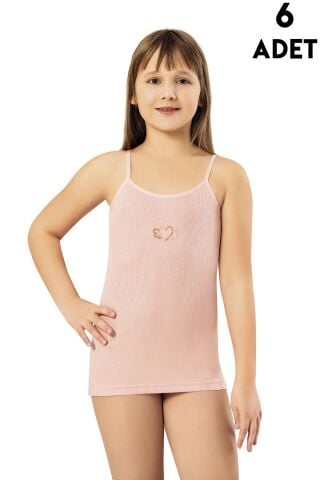 Kota 3650 Kabartma Baskılı Kız Çocuk Atlet 6'lı