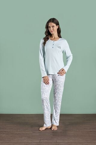 Pijadore 1987 (M-L-XL-XXL) Uzun Kollu Bayan Pijama Takım 4'lü
