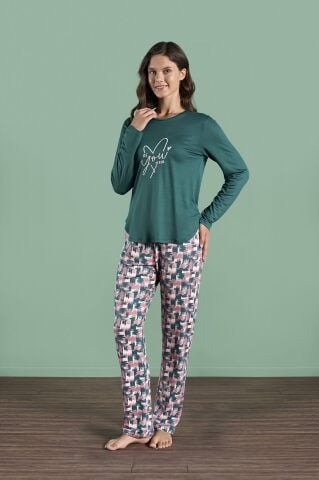 Pijadore 1981 (M-L-XL-XXL) Uzun Kollu Bayan Pijama Takım 4'lü