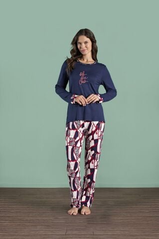 Pijadore 1991 (M-L-XL-XXL) Uzun Kollu Bayan Pijama Takım 4'lü