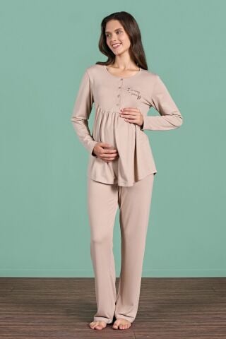 Pijadore 1945 (M-L-XL-XXL) Uzun Kollu Bayan Lohusa Pijama Takım 4'lü