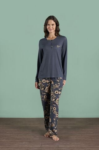 Pijadore 2000 (2XL-3XL-4XL-5XL) Battal Beden Uzun Kollu Bayan Pijama Takım 4'lü
