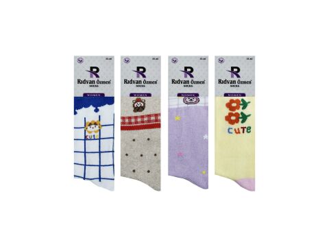 Rıdvan Özmen 8-8 Naturel Pamuk Bayan Soket Çorap 12'li