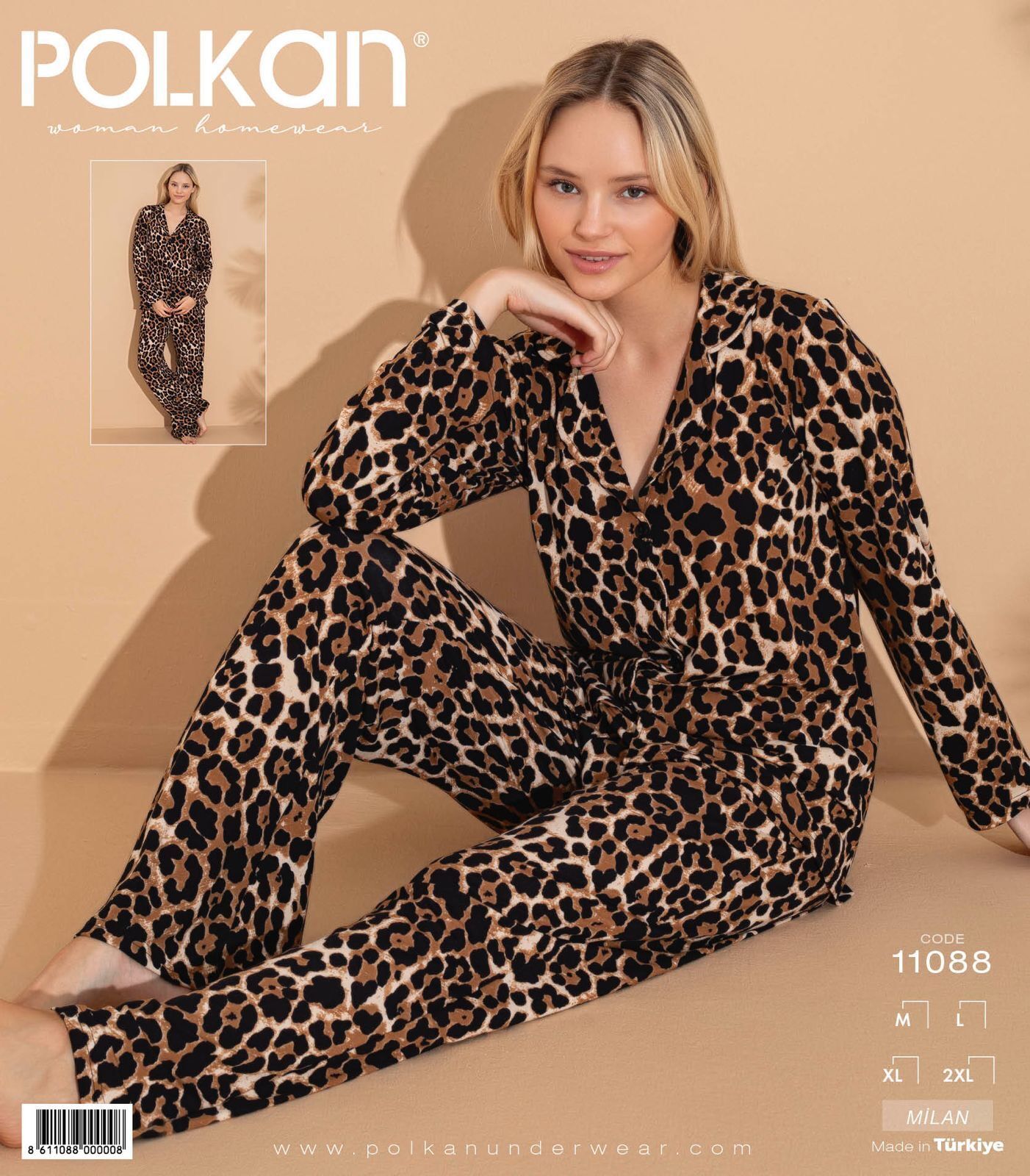 Polkan 11088 Bayan Uzun Kollu Milan Pijama Takım 4'lü