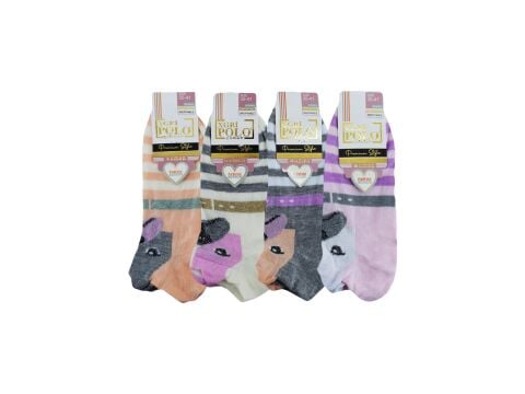 XGRİ POLO 49-7 Üç Boyutlu Bayan Penye Patik Çorap 12'li