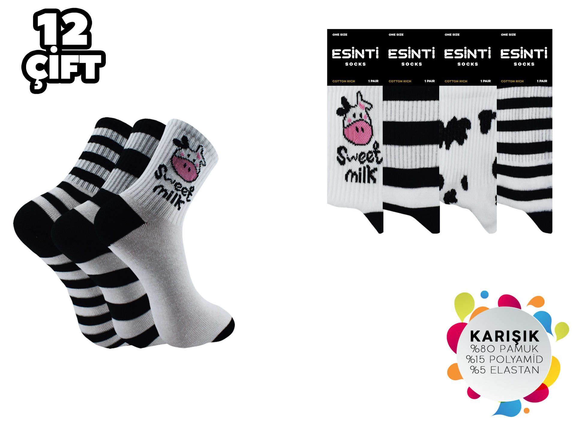Esinti 83 Bayan Kolej Çorap 12'li