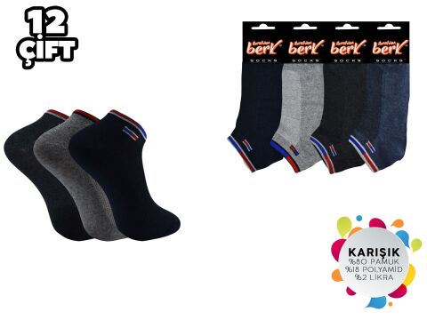 İbrahim Berk 11-48 Erkek Likralı Patik Çorap 12'li
