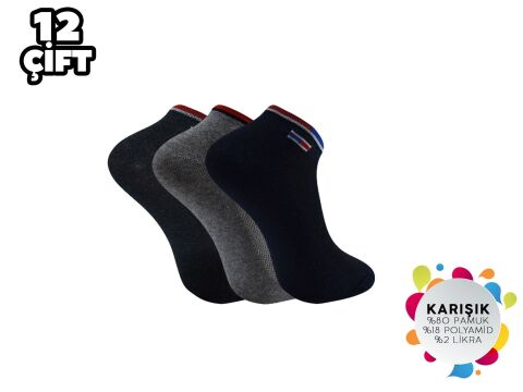 İbrahim Berk 11-48 Erkek Likralı Patik Çorap 12'li