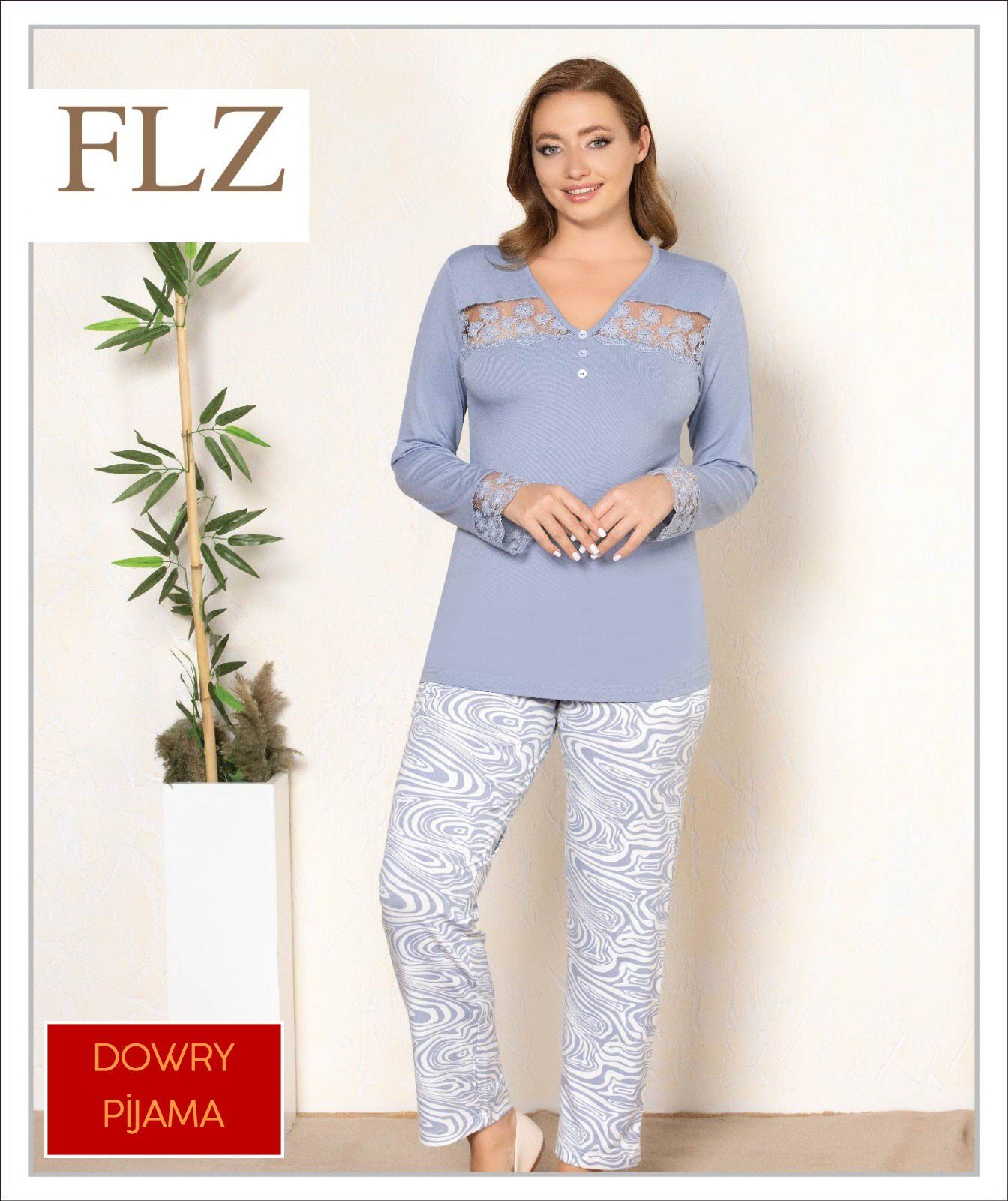 Flz 89-42 Bayan Uzun Kollu Pijama Takımı (S-M-L-XL) 4'lü