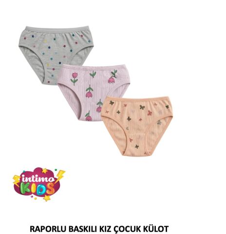 İntimo 2546 Raporlu Baskılı Kız Çocuk Külot 12'li