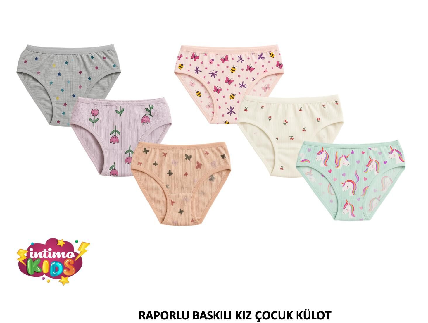 İntimo 2546 Raporlu Baskılı Kız Çocuk Külot 12'li