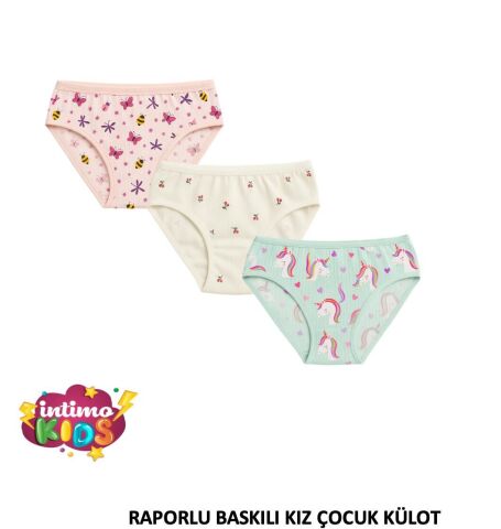 İntimo 2546 Raporlu Baskılı Kız Çocuk Külot 12'li