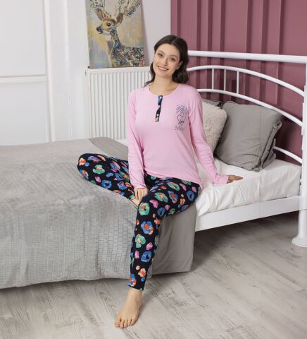 Tekten 5110 Raporlu Bayan Uzun Kollu Pijama Takım 4'lü