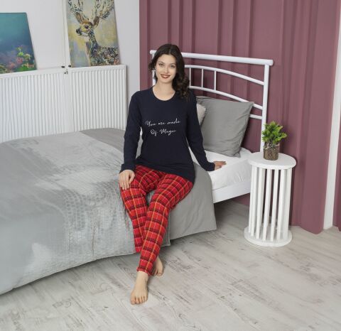 Tekten 5190 Bayan Uzun Kollu Pijama Takım 4'lü