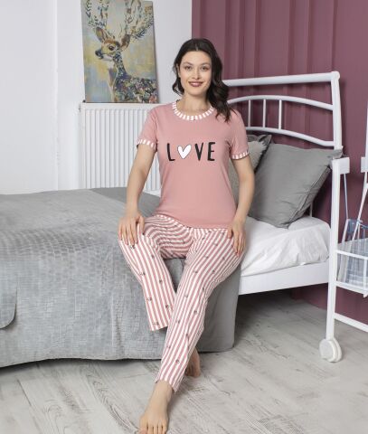 Tekten 4870 Bayan Kısa Kollu Pijama Takım 4'lü