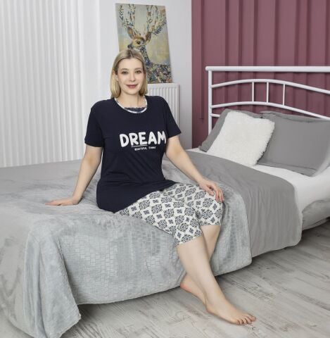 Tekten 4640 (2XL-3XL-4XL-5XL) Bayan Battal Kısa Kollu Kapri Takım 4'lü