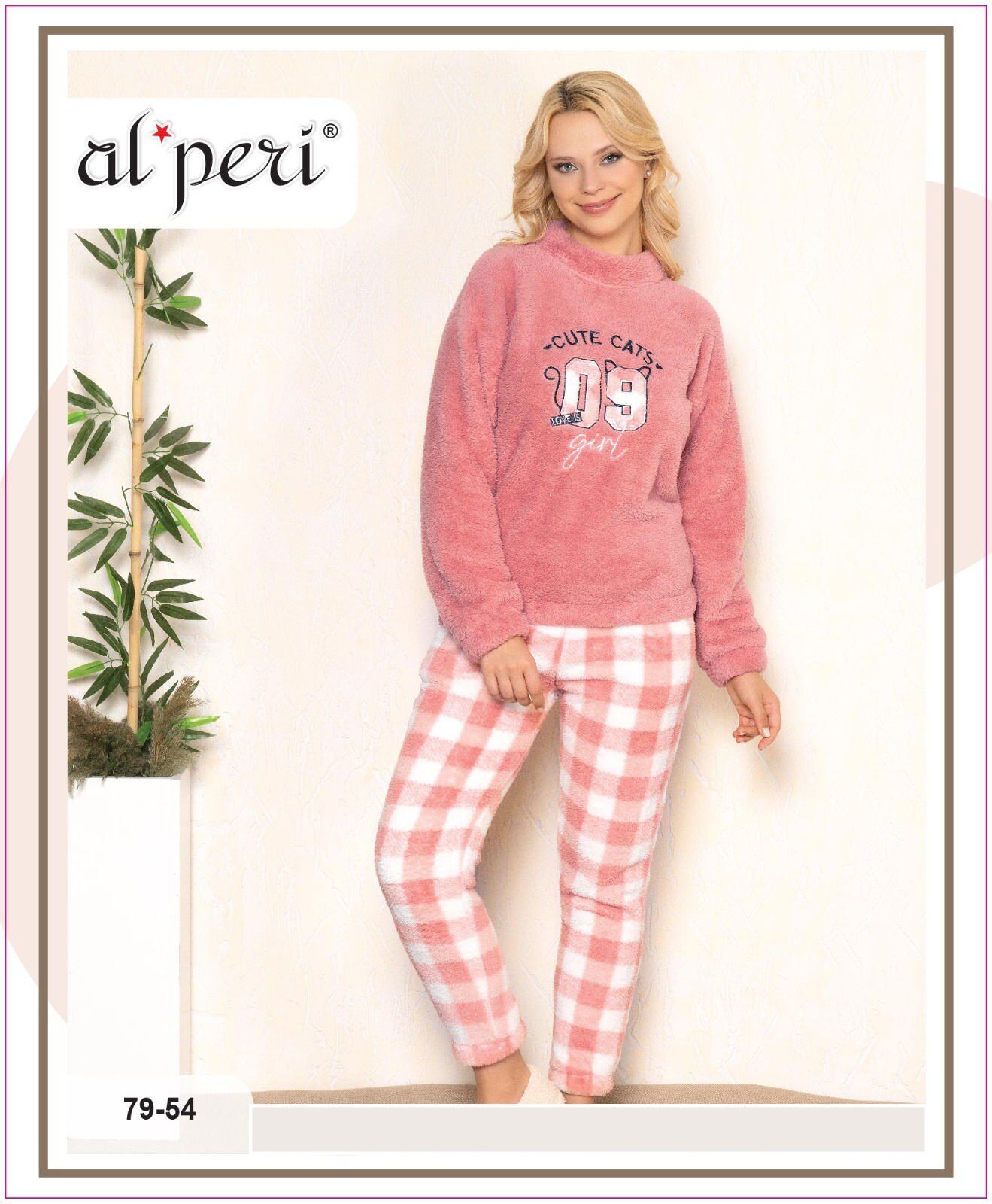 Alperi 79-54 Polar Bayan Uzun Kollu Pijama Takımı 4'lü