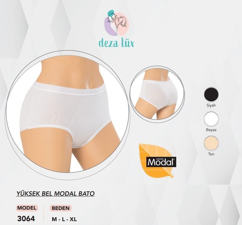 Dondeza 3064 (M-L-XL) Yüksek Bel Modal Bayan Külot 12'li