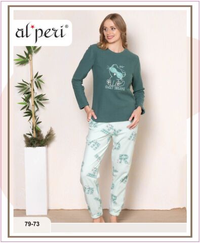 Alperi 79-73 Velsoft Bayan Uzun Kollu Pijama Takımı 4'lü