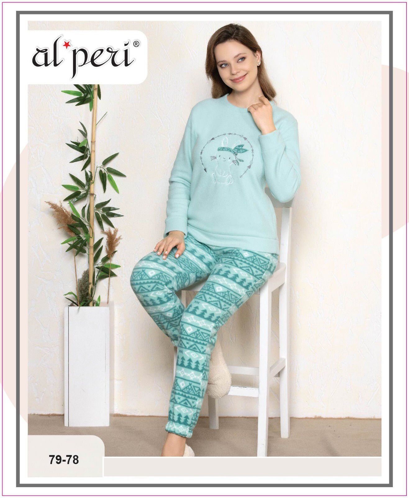 Alperi 79-78 Velsoft Bayan Uzun Kollu Pijama Takımı 4'lü
