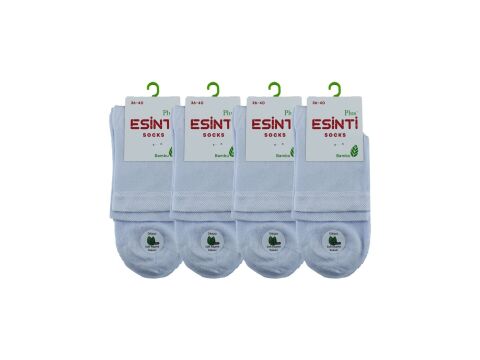 Esinti 32-Beyaz Dikişsiz Yarım Konç Bayan Bambu Patik 12'li