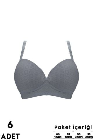 Liza 2150 Beyaz Balensiz Jakarlı B Cup Desteksiz Bayan Sütyen 6'lı