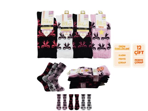 XGRİ POLO 17-3 Bayan Penye Soket 12'li