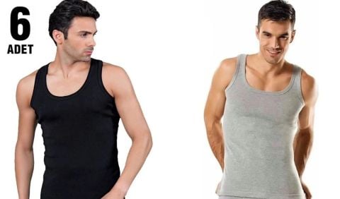 Tutku Renkli Klasik Erkek Penye Atlet 6'lı SİYAH - 1