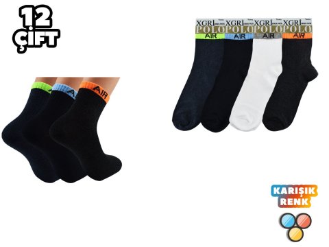 XGRİ POLO Penye Erkek Uzun Konç Patik 12'li