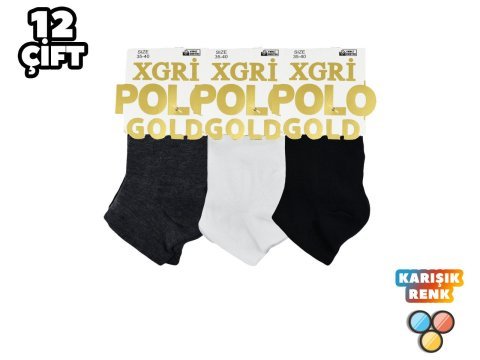 XGRİ POLO 7-35 3'lü Bayan Penye Patik 12'li