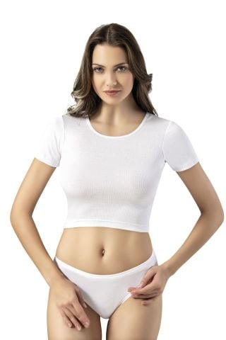 Kota 6444 Bayan Raporlu Yarım Kollu Crop