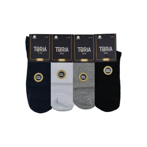 Toria E12 (41-45) Doğal Pamuk Erkek Kısa Tenis Çorap 12'li
