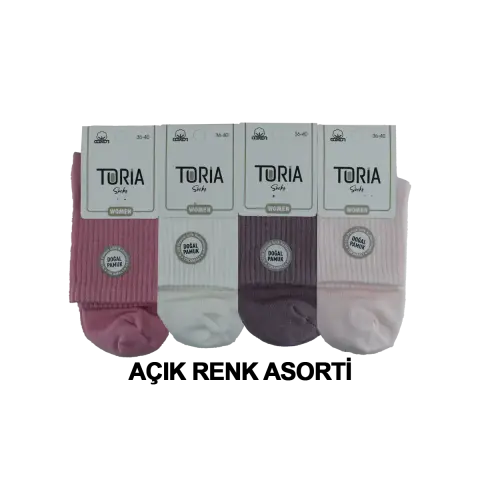 Toria B12 (36-40) Doğal Pamuk Bayan Kısa Tenis Çorap 12'li