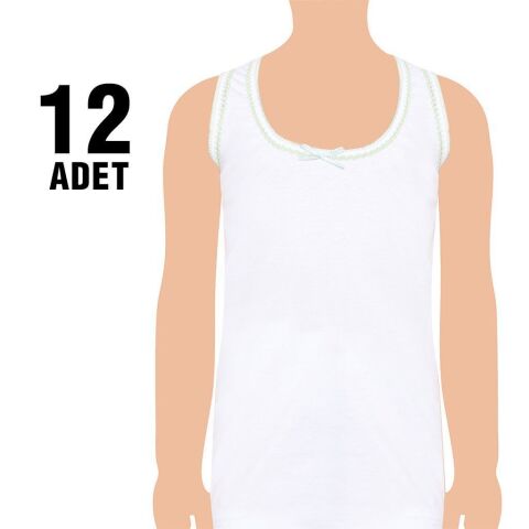 Seher 0049 Geniş Askılı Oyalı Kız Çocuk Atlet 12'li