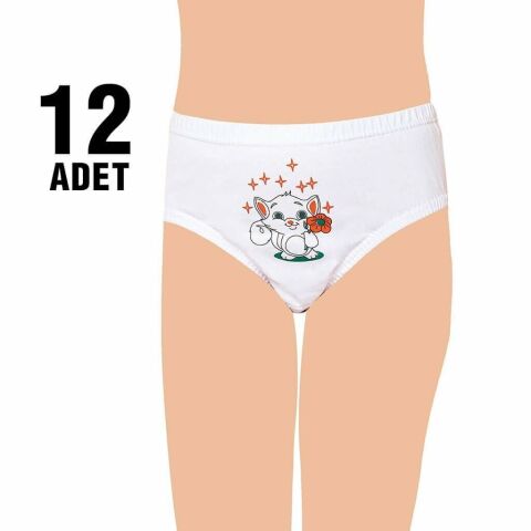 Seher 0051 Kız Çocuk İşli Kom Slip Külot 12'li