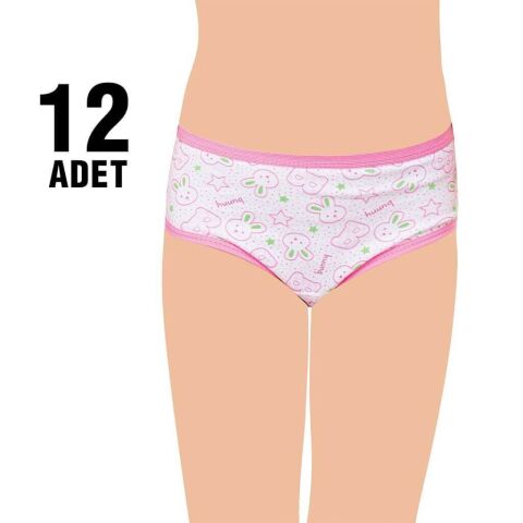 Seher 0053 Kız Çocuk Empirme Biyeli Kom Slip Külot 12'li