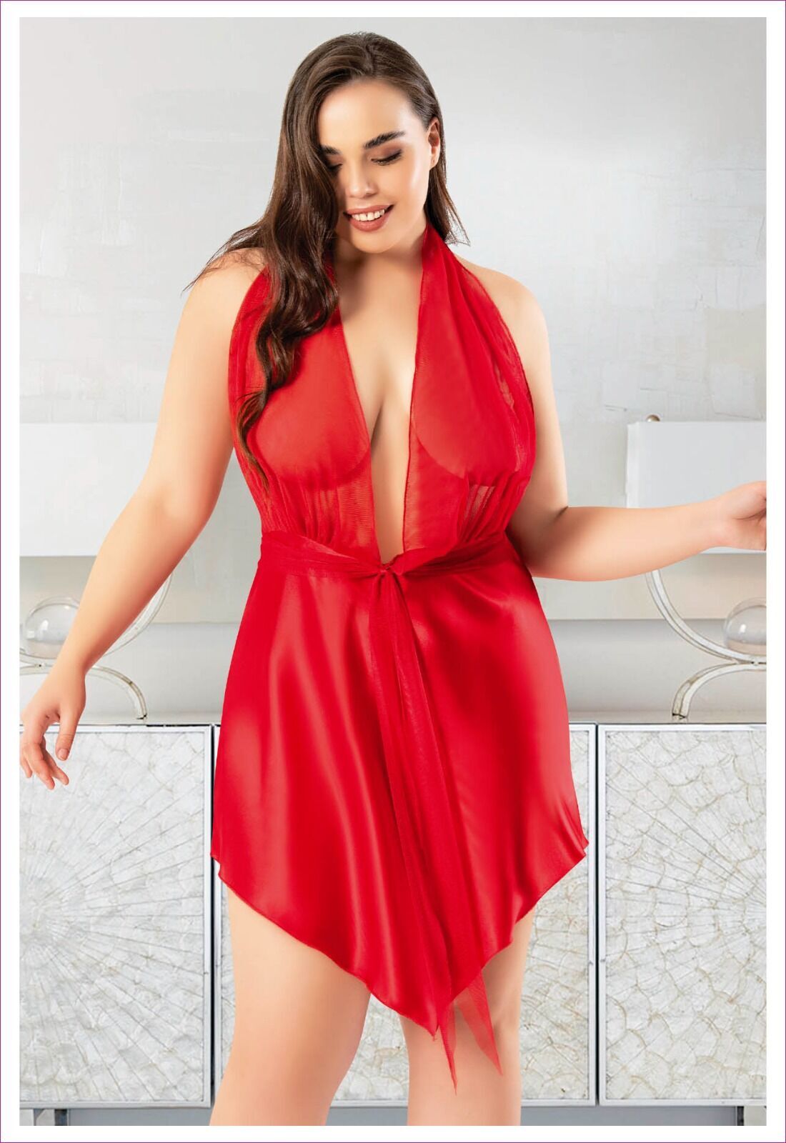 Miss Laris 4033 Battal Beden Bayan Saten Gecelik