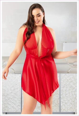 Miss Laris 4033 Battal Beden Bayan Saten Gecelik