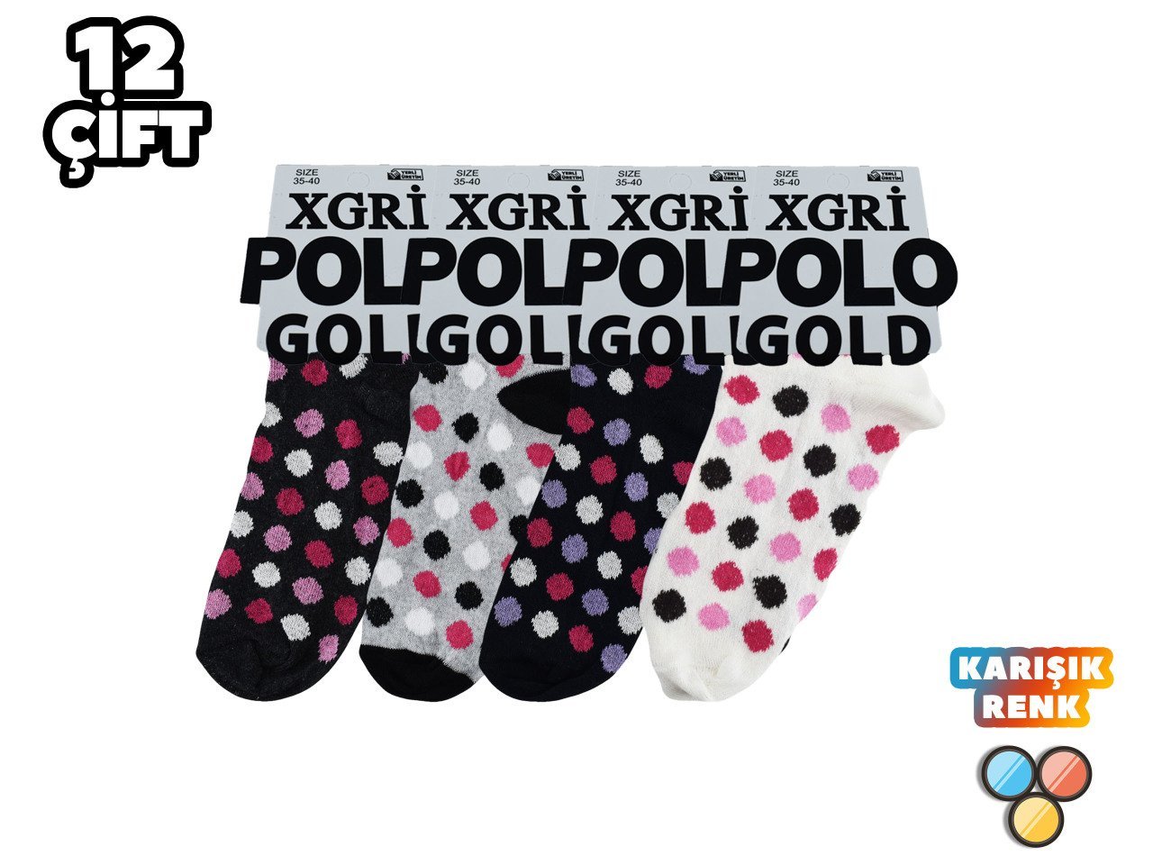 XGRİ POLO 32-5 Bayan Uzun Konç Penye Patik 12'li