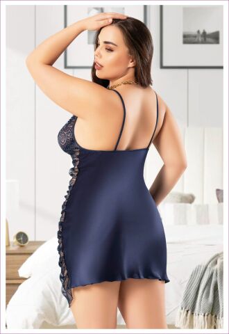 Miss Laris 4038 Battal Beden Bayan Saten Gecelik