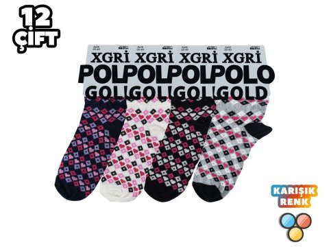 XGRİ POLO 32-3 Bayan Uzun Konç Penye Patik 12'li