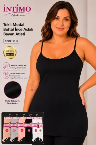 İntimo 1911 Battal Beden Bayan Modal İp Askılı Atlet 6'lı