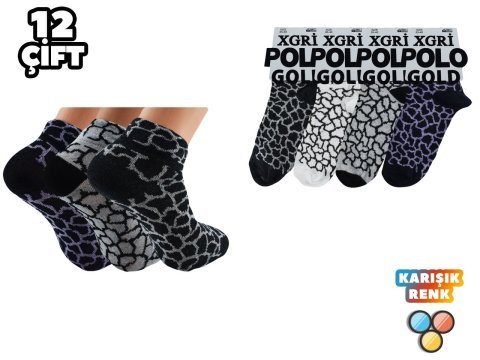 XGRİ POLO 32-2 Bayan Uzun Konç Penye Patik 12'li