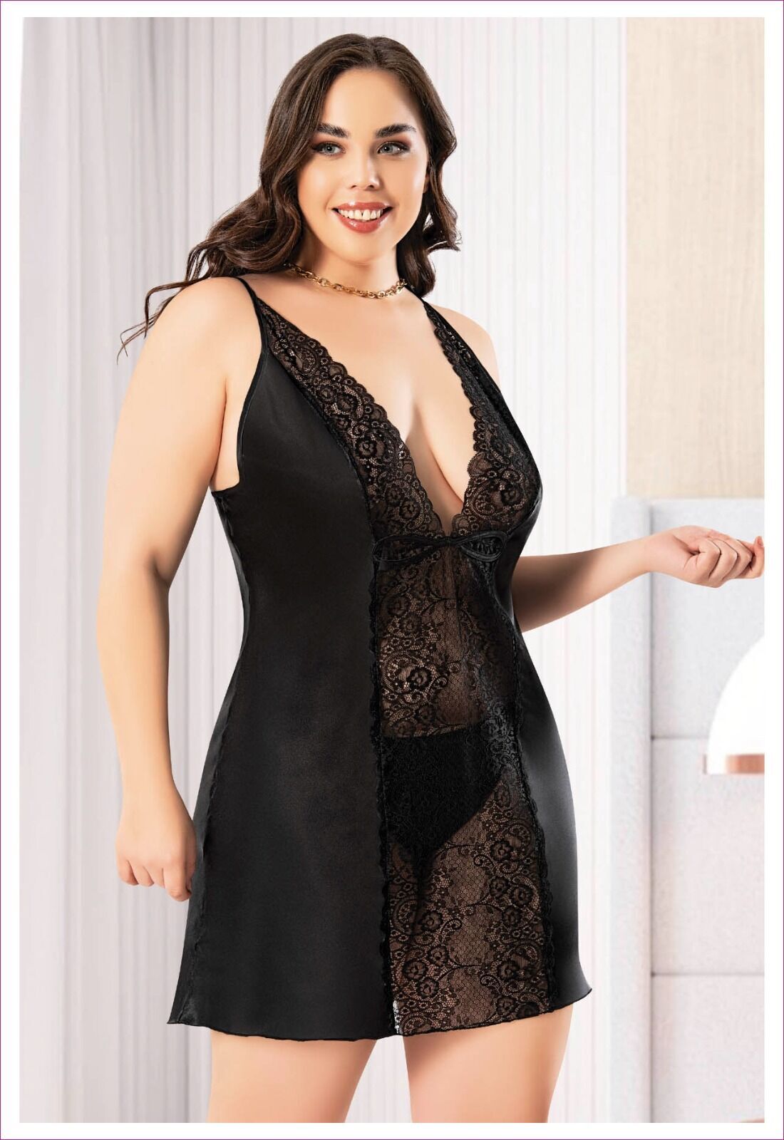 Miss Laris 4047 Battal Beden Bayan Saten Gecelik