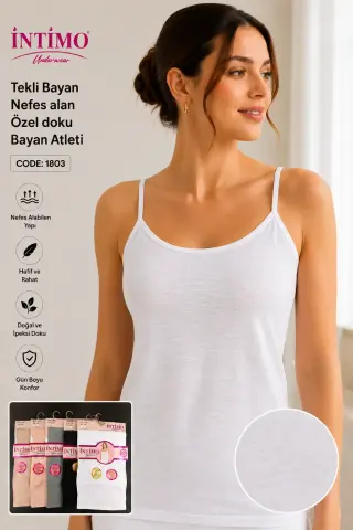 İntimo 1803 (S-M-L-XL) Bayan Askılı Nefes Alan Atlet 6'lı