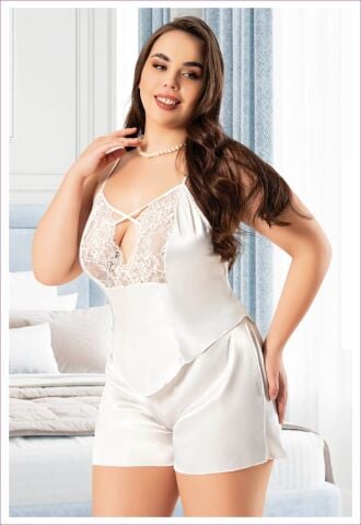 Miss Laris 4235 Battal Beden Bayan Saten Gecelik