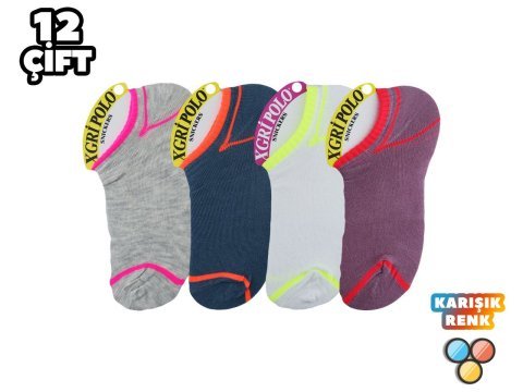 XGRİ POLO 23-9 3'lü Bayan Penye Sneakers 12'li