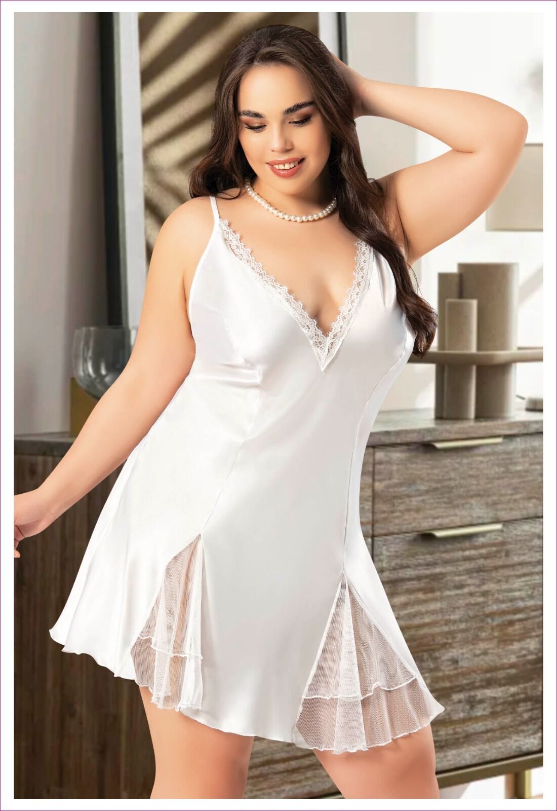 Miss Laris 4034 Battal Beden Bayan Saten Gecelik